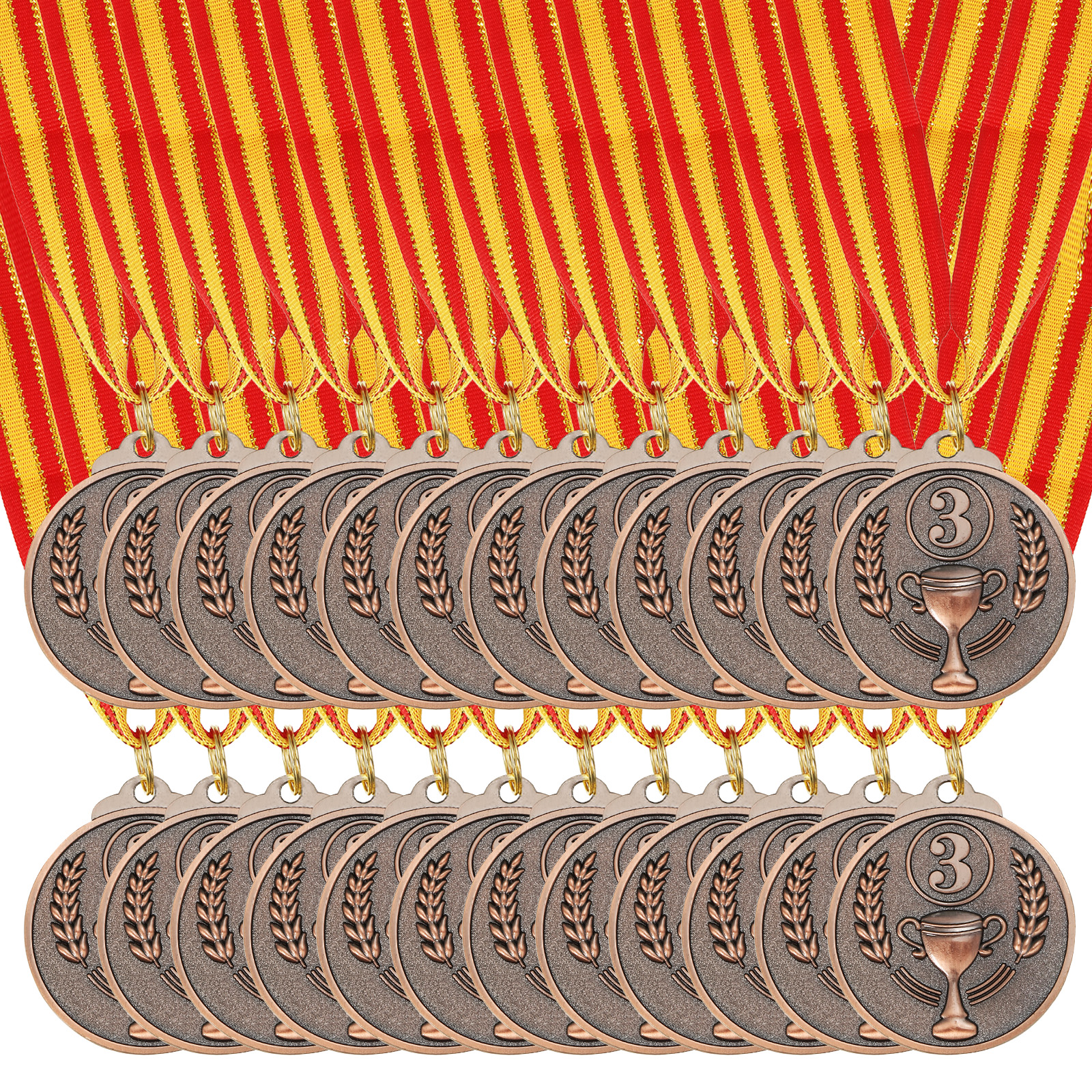 15 Pcs Gold Silver Bronze Medals With Ribbons - Metal Award Medals For Sports, School, Parties