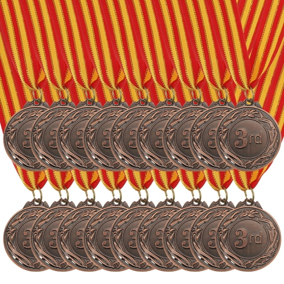 Uxcell 2 Inch Bronze Prizes Award Medals Metal Winner Medals 3rd Place with Neck Ribbon for Sports Games Party Favors 18 Pieces