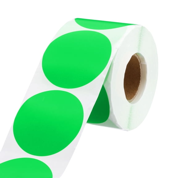 Uxcell 2 Inch Circle Dot Stickers Color Coding Labels for Organizing and Gift Wrapping Fluorescent Green 1 Roll 500 Pcs/Roll