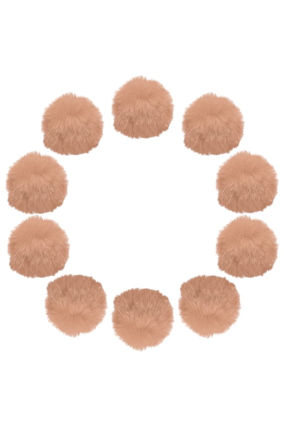 2 Inch Faux Fur Pom Pom Balls, 10 Pcs Khaki Faux Fur Pom Poms for Hats with Elastic Loop for DIY Knitting Hats Keychain Scarves Gloves Bags Shoes