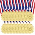 thumbnail image 1 of Uxcell 2 Inch Gold Award Medals Metal Winner Medals with Neck Ribbon Trophy Pattern for Team Sports Games Party Favors 18 Pieces, 1 of 7