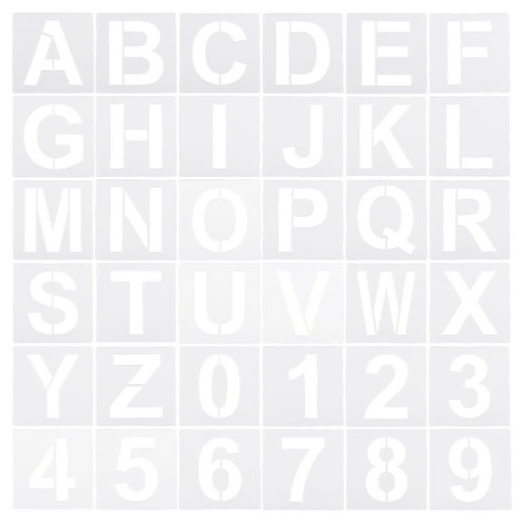 Uxcell 2 inch Letter Number Stencils 2.5" Width Reusable Alphabet Numbers Templates Set, White 36 pack