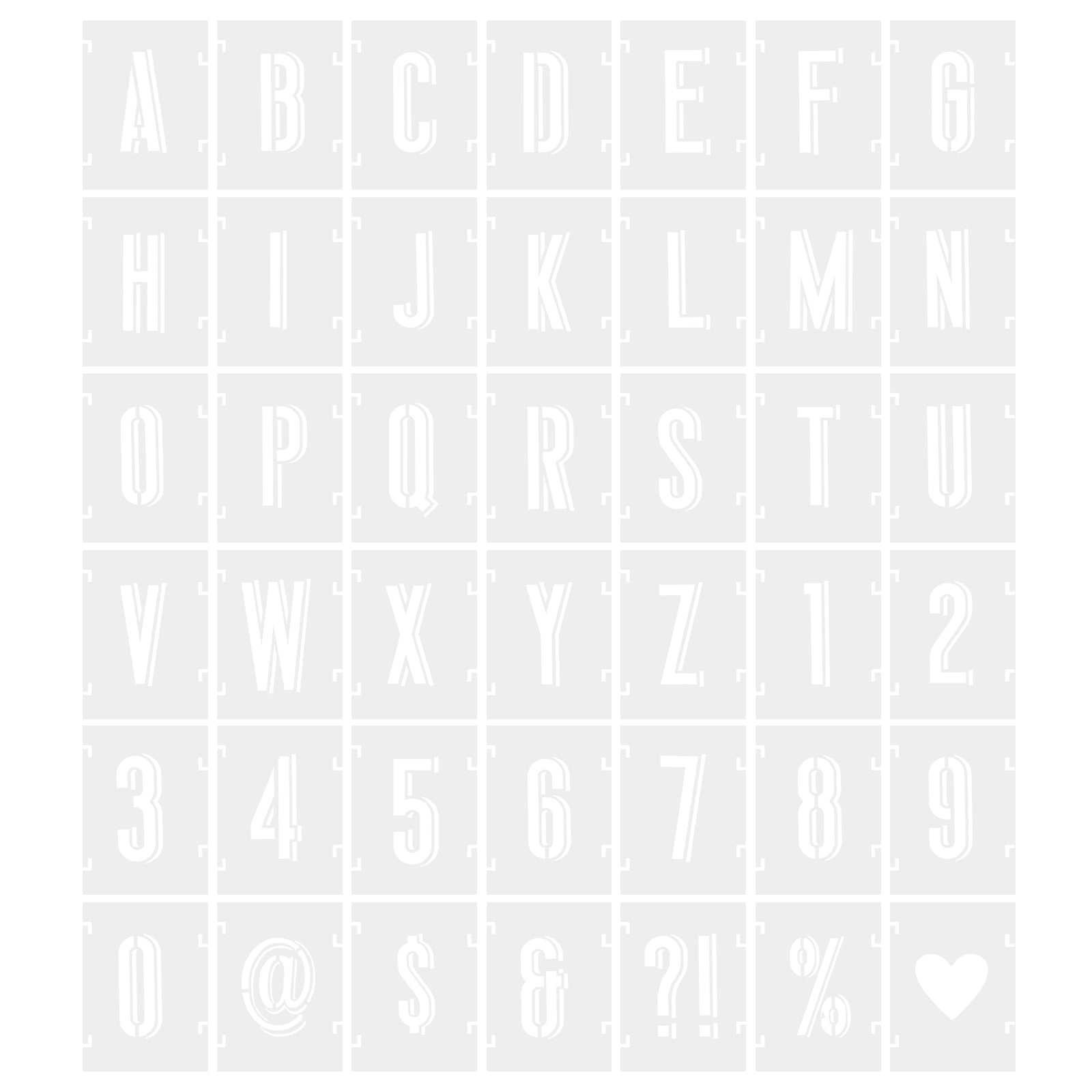 4 Inch Letter Number Stencils Alphabet Templates Set with Ring 3W White  36pcs