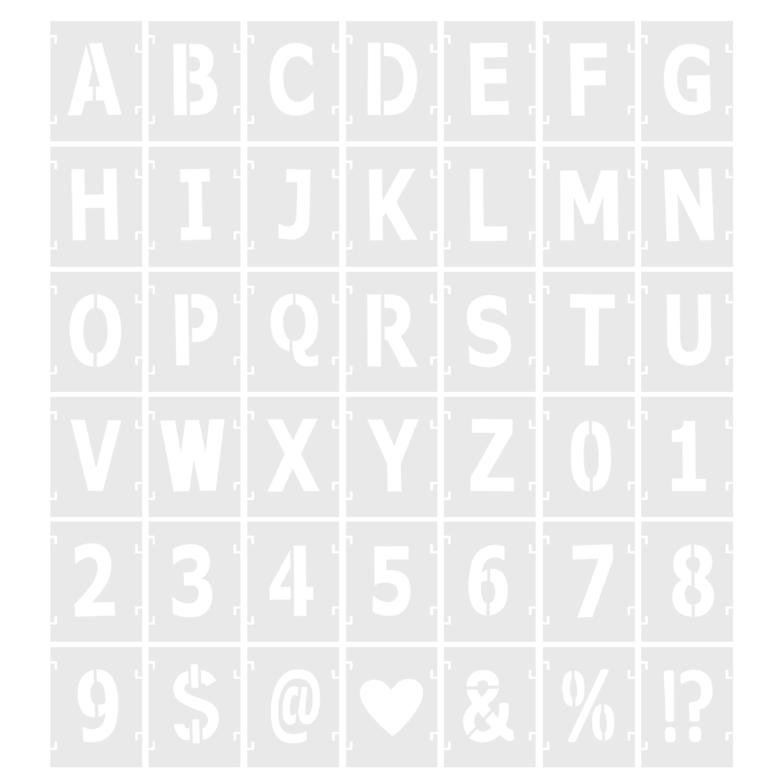 YEAJON 6 inch Letter Stencils Symbol Numbers Craft Stencils, 42 Pcs Reusable Alphabet Templates Interlocking Stencil Kit for Paintin