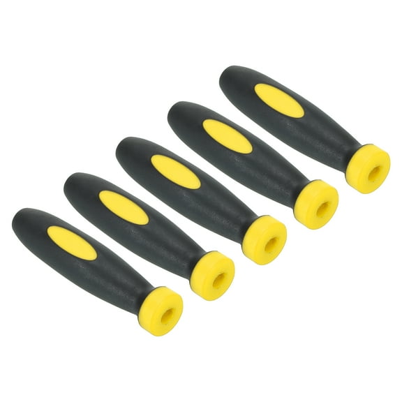 Uxcell 2 Inch Rubber File Handle, 5Pack File Cutting Tool File Handle Replacement for 0.16" Diameter File, Black Yellow