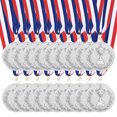 thumbnail image 1 of Uxcell 2 Inch Silver Award Medals Metal Winner Medals with Neck Ribbon Trophy Style for Team Sports Games Party Favors 18 Pieces, 1 of 7