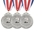 thumbnail image 1 of Uxcell 2 Inch Silver Award Medals Winner 2nd Prize  Style with Neck Ribbon 3 Pieces, 1 of 6