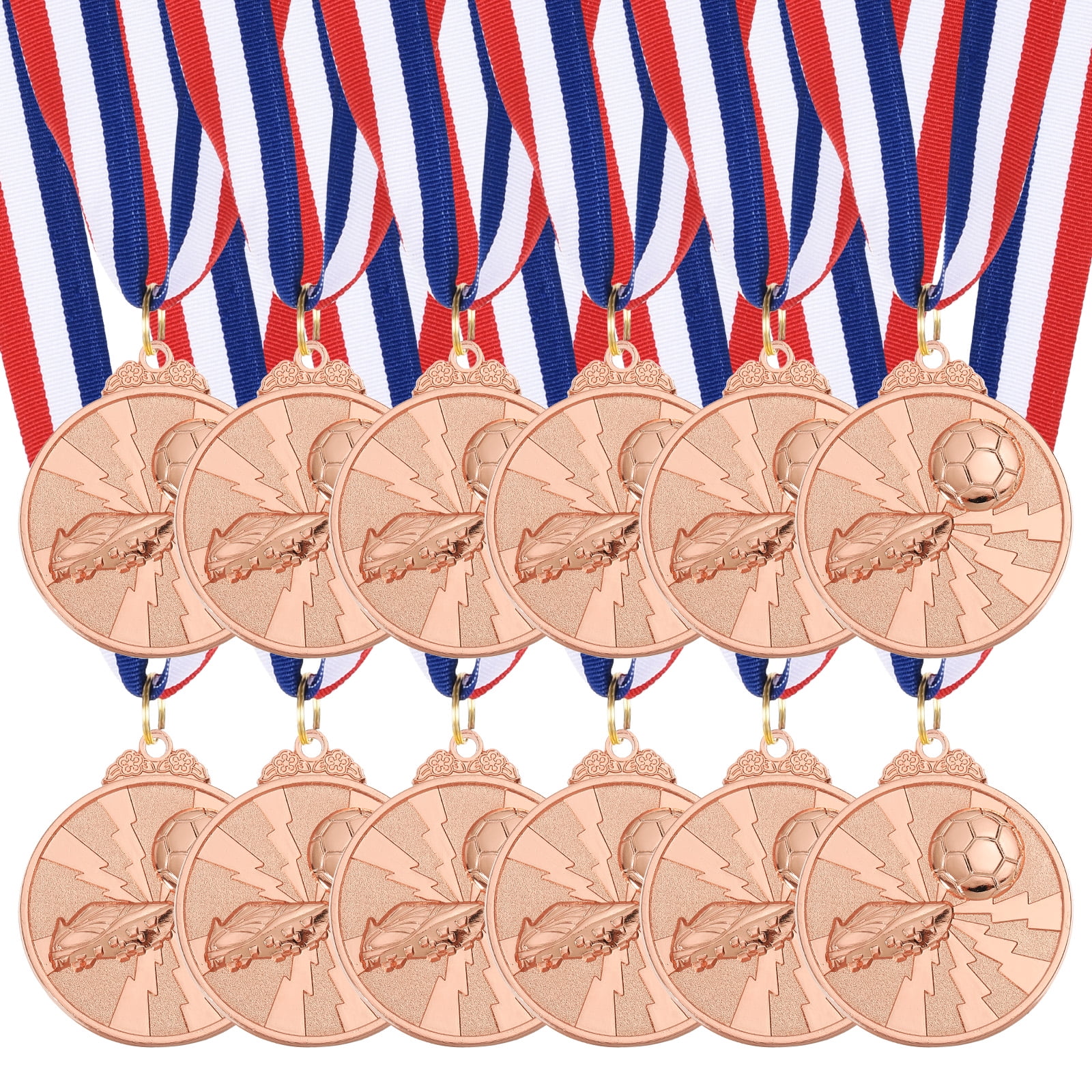 Uxcell 2 Inch Soccer Medals Bronze Award Medals with Neck Ribbon for Team Sports Games Party Favors 12 Pieces