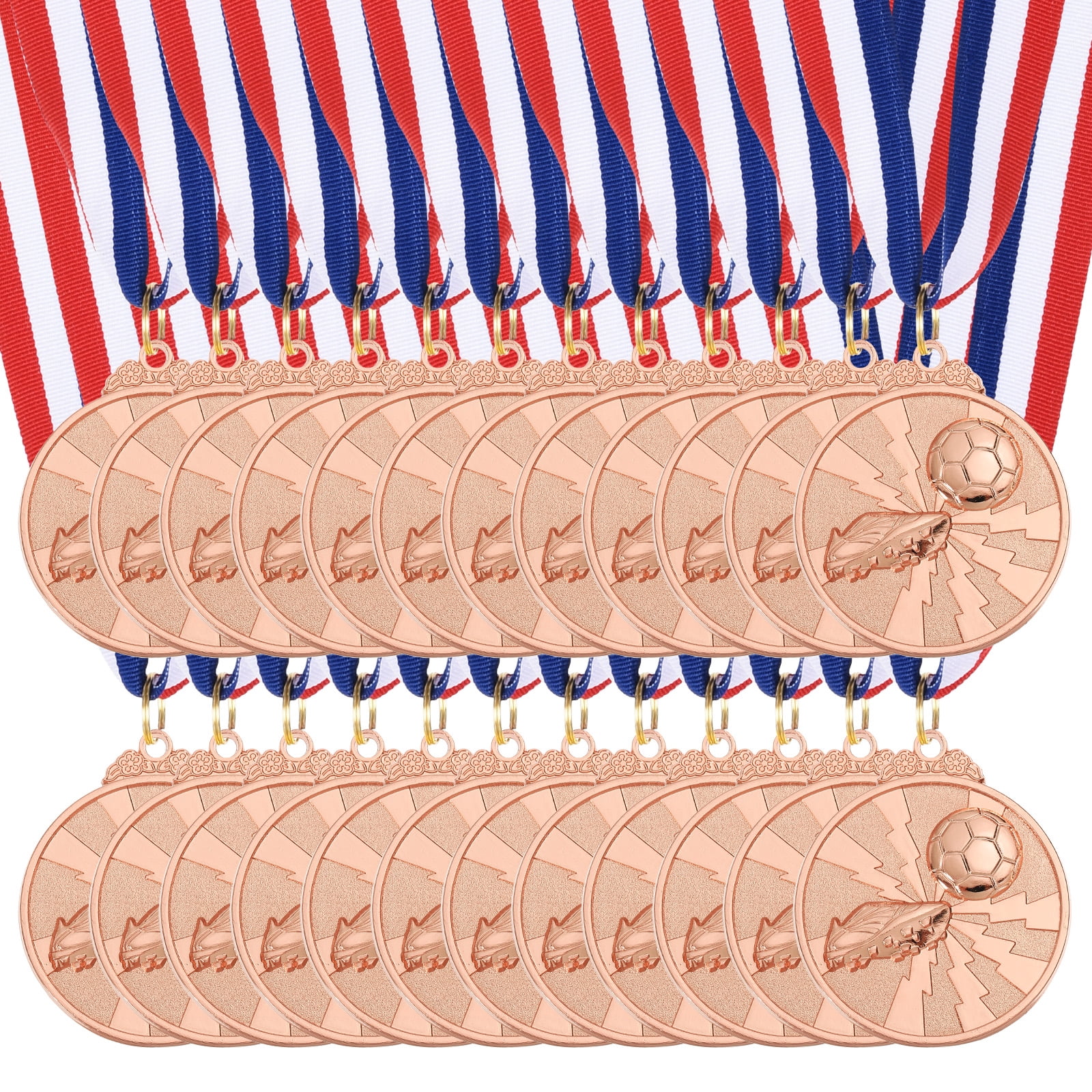 Uxcell 2 Inch Soccer Medals Bronze Award Medals with Neck Ribbon for Team Sports Games Party Favors 24 Pieces