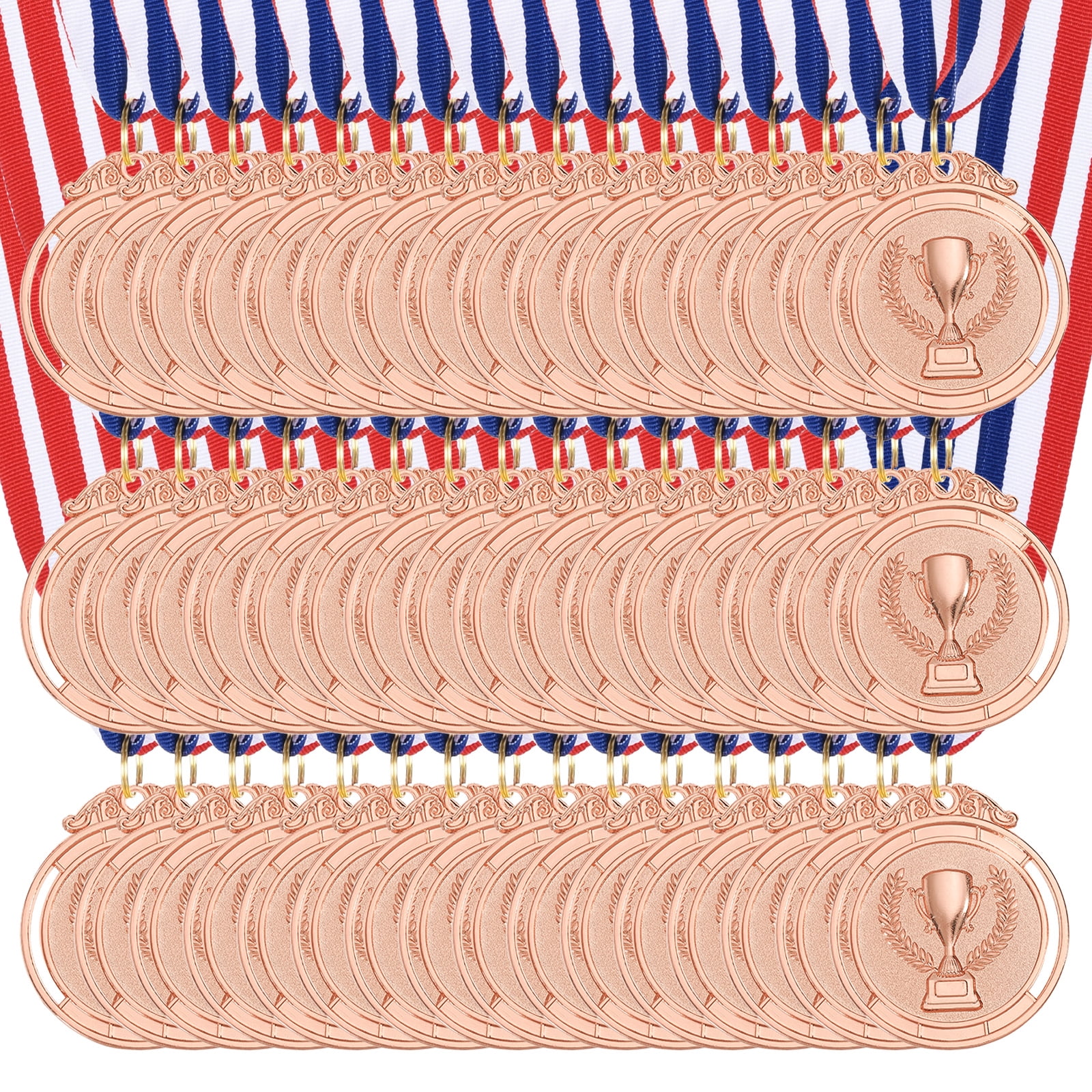 Uxcell 2 Inch Soccer Medals Bronze Award Medals with Neck Ribbon for Team Sports Games Party Favors 48 Pieces