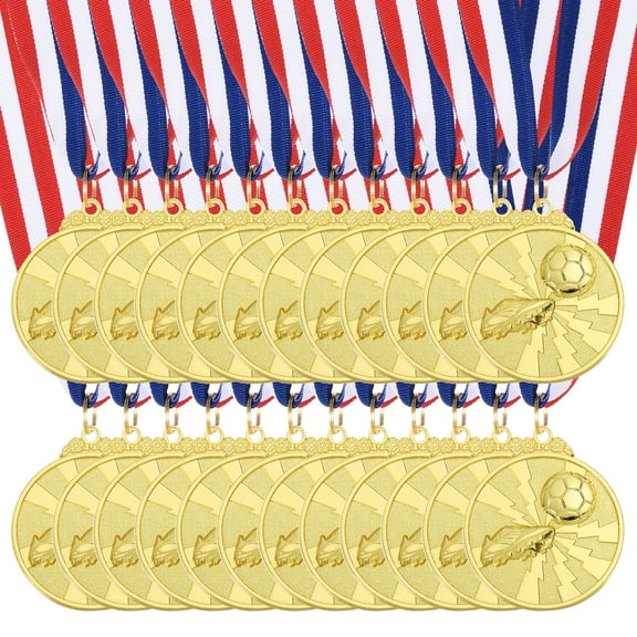 Uxcell 2 Inch Soccer Medals Gold Award Medals with Neck Ribbon for Team Sports Games Party Favors 24 Pieces