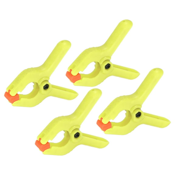 Uxcell 2 inch Spring Clamps, 4 Pack Plastic Flexible Anti Slip Strong Clips, Yellow