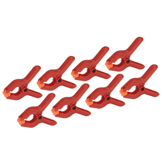 Uxcell 2 Inch Spring Clamps, 8 Pack Plastic Flexible Anti Slip Strong Clips, Red