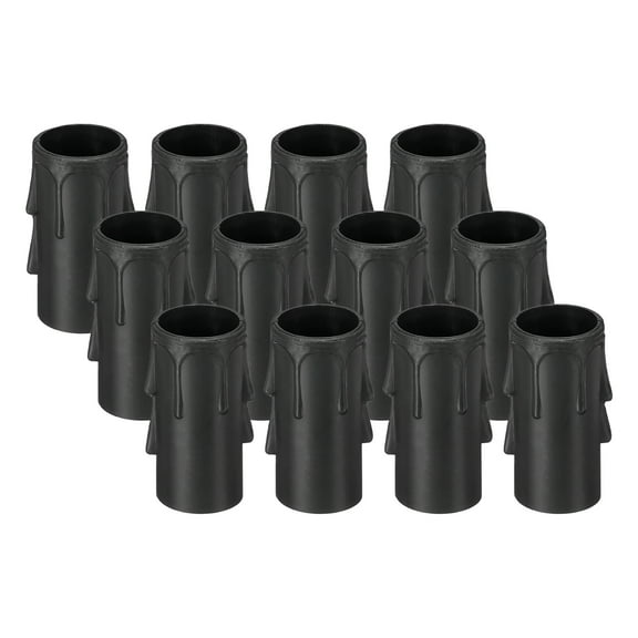 Uxcell 2 Inch Tall Candle Covers Sleeves 12Pcs Plastic E12 Chandelier Socket Sleeves Drip Candle Socket Covers Bulb, Black