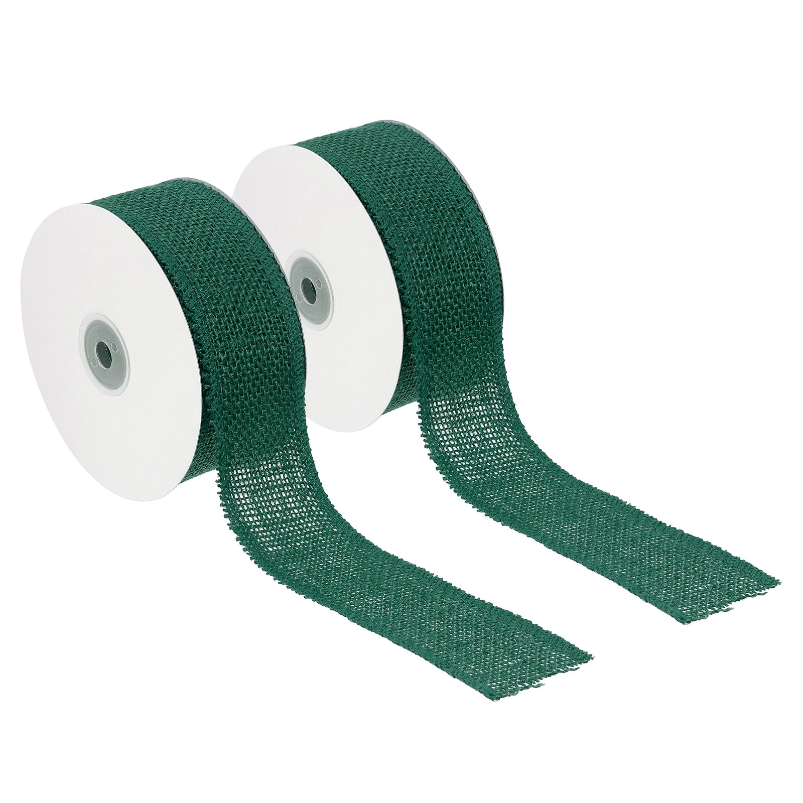 Uxcell 2 Inch Wide 10 Yards Burlap Ribbon, 2pcs Natural Jute Fabric Crafts Roll Gift Wrapping Green