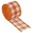 thumbnail image 1 of Uxcell 2 Inch Wide 6.56 Yards Polyester Gingham Ribbon Wired Edge Ribbon, 1 Pack for Decoration Orange and White, 1 of 6