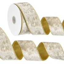 Uxcell Velvet Wired Ribbon, Velvety Gold Crushed Ribbons Double Faced Gift Wrapping Binding for Crafts Chrismas Tree Decoration Champagne