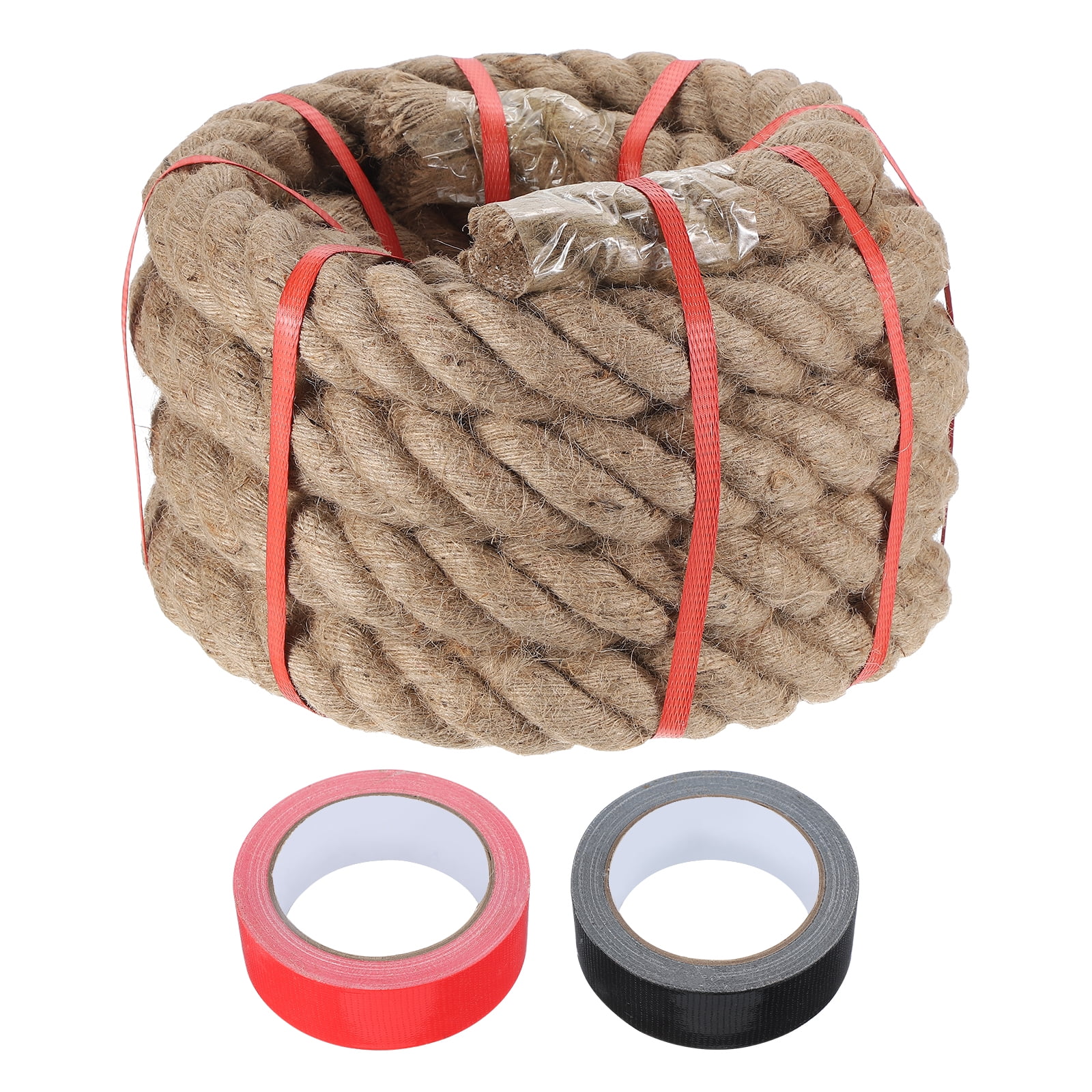 Uxcell 2 Inch x 20ft Heavy Natural Jute Rope Thick Twine Rope with 2 ...