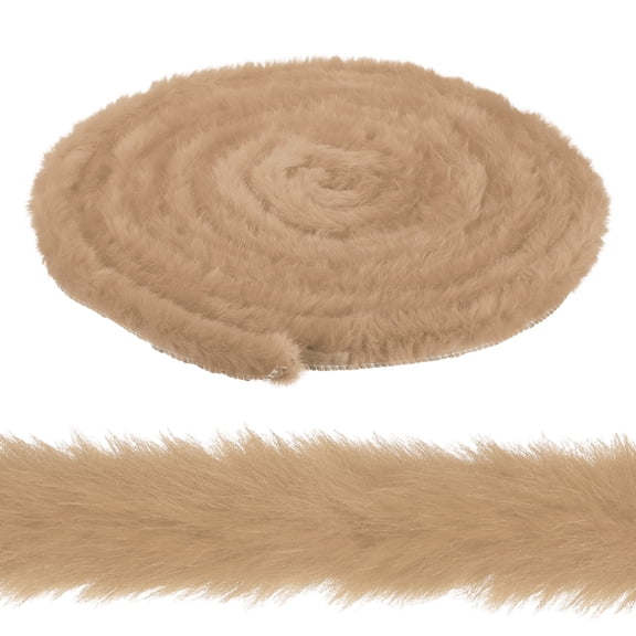 Uxcell 2 Inch x 6 Yards Faux Fur Ribbon Trim, Artificial Furry Ribbon Stripe, Craft Fur Trim for Sewing, Christmas Tree, Home Wedding Decoration, Party Supplies, Bright Camel
