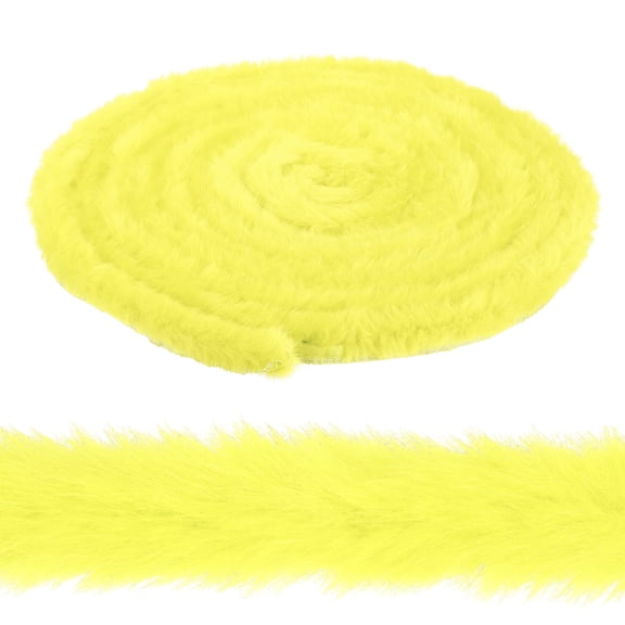 Uxcell 2 Inch x 6 Yards Faux Fur Ribbon Trim, Artificial Furry Ribbon Stripe, Craft Fur Trim for Sewing, Christmas Tree, Home Wedding Decoration, Party Supplies, Bright Yellow