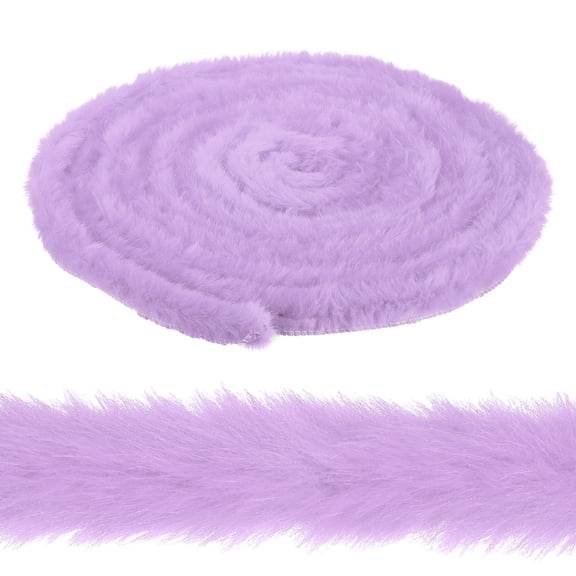 Uxcell 2 Inch x 6 Yards Faux Fur Ribbon Trim, Artificial Furry Ribbon Stripe, Craft Fur Trim for Sewing, Christmas Tree, Home Wedding Decoration, Party Supplies, Lavender
