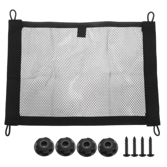 Uxcell 2-Layer Small Cargo Net 13.7" x 9.8" Stretchable Storage Mesh Pocket Net Automotive Cargo Nets with 4pcs Screws and 4pcs Built-in Hooks for Trunk RV Boat