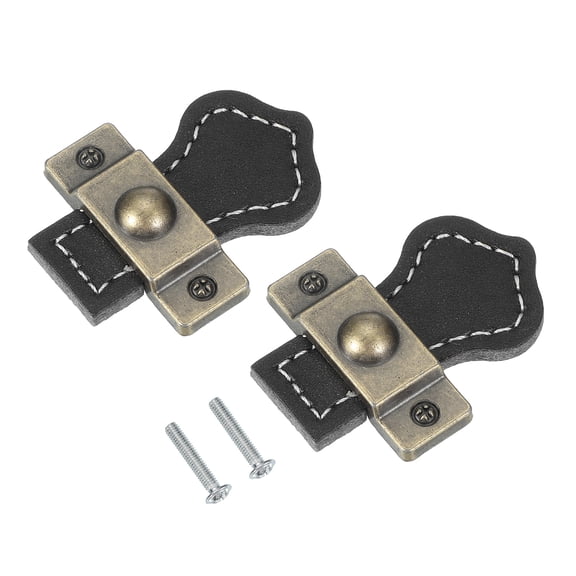 Uxcell Leather Drawer Pulls with Iron Sheet, Leather Strap Trunk Handle Cabinet Knobs for Dresser Door Suitcase Black