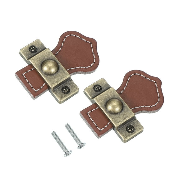 Uxcell Leather Drawer Pulls with Iron Sheet, Leather Strap Trunk Handle Cabinet Knobs for Dresser Door Suitcase Light Brown