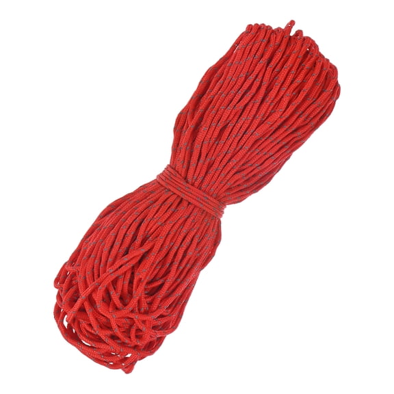 Uxcell 2 MM 197FT Reflective Guyline Camping Paracord [1PCS] - 3 Strand Cord for Camping Tents and Tarps [Red]
