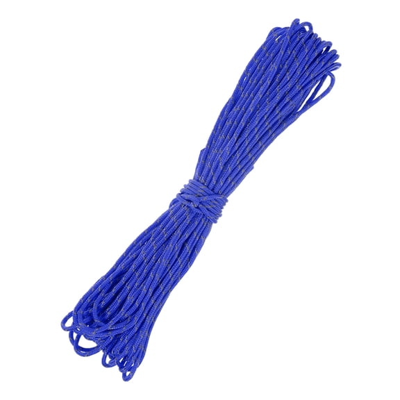 Uxcell 2 MM 66FT Reflective Guyline Camping Paracord [1PCS] - 3 Strand Cord for Camping Tents and Tarps [Sapphire lue]