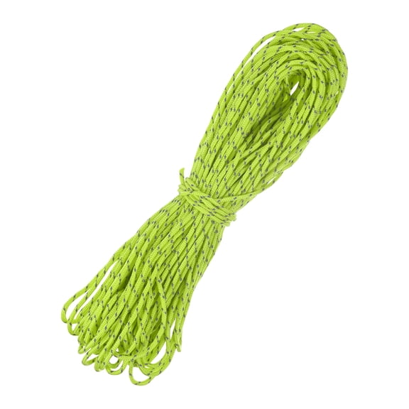 Uxcell 2 MM 98FT Reflective Guyline Camping Paracord [1PCS] - 3 Strand Cord for Camping Tents and Tarps [Fluorescent Green]