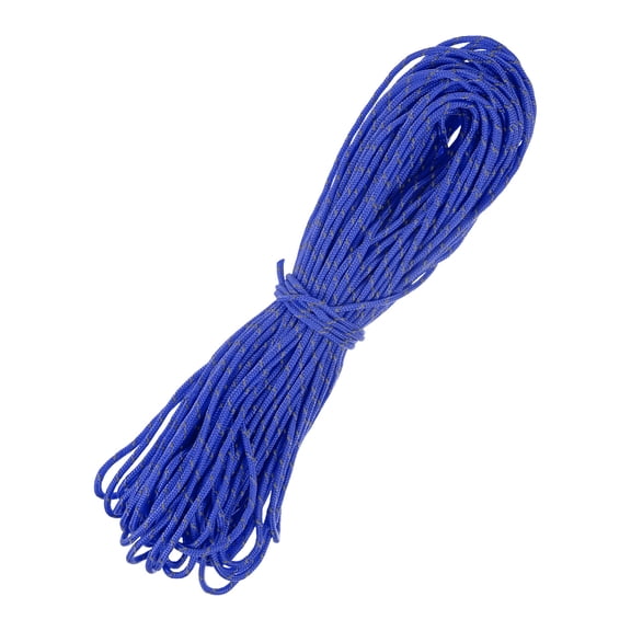 Uxcell 2 MM 98FT Reflective Guyline Camping Paracord [1PCS] - 3 Strand Cord for Camping Tents and Tarps [Sapphire lue]