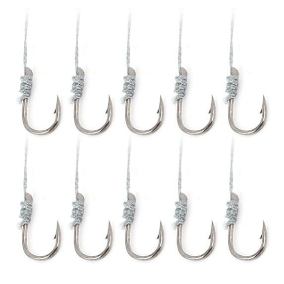 Uxcell 2# Metal Eyeless Sharp Barb Wire Leader Fish Tackle Fishing Hook Gray 10Pcs