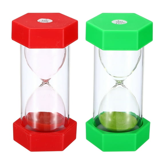 Uxcell 2 Min Sand Timer, 1 Set(2pcs)Hexagon Small Sandy Clock, Sand Glass Red, Green