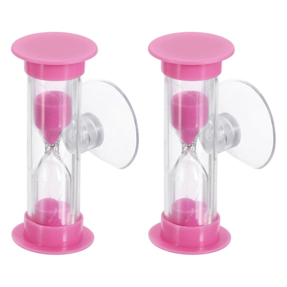 Uxcell 2 Minute Sand Timer, 2Pcs Hour Glass Timer Mini Sandglass Visual Clock with Transparent Suction Cup for Toothbrush Games Cooking Kitchen Home Office Decor, Pink
