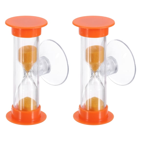 Uxcell 2 Minute Sand Timer, 2Pcs Hour Glass Timer Mini Sandglass Visual Clock with Transparent Suction Cup for Toothbrush Games Cooking Kitchen Home Office Decor, Orange