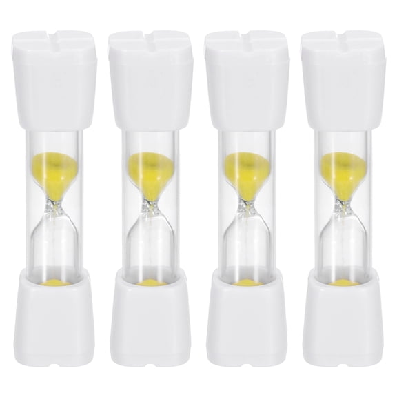 Uxcell 2 Minute Sand Timer, 4Pcs Hour Glass Timer Mini Sandglass Visual Clock for Toothbrush Games Cooking Kitchen Home Office Decor, White Cap with Yellow Sand