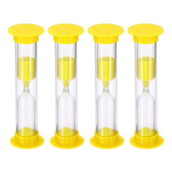 Uxcell 2 Minute Sand Timer, 4pack Small Sandy Clock, Count Down Sand Glass Yellow