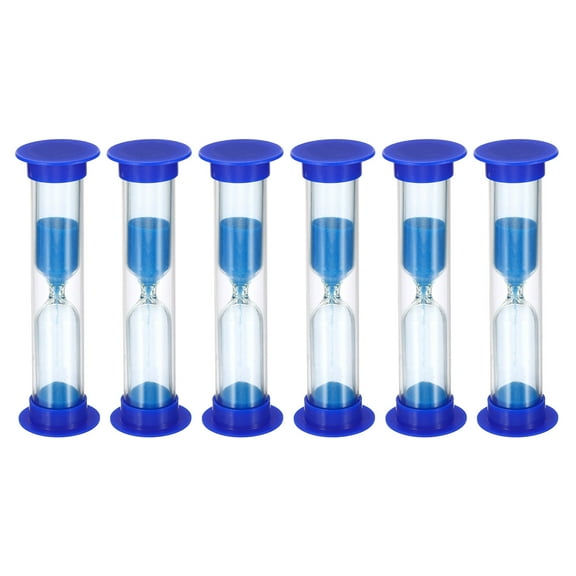 Uxcell 2 Minute Sand Timer, 6pack Small Sandy Clock, Count Down Sand Glass Blue