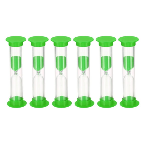 Uxcell 2 Minute Sand Timer, 6pack Small Sandy Clock, Count Down Sand Glass Green