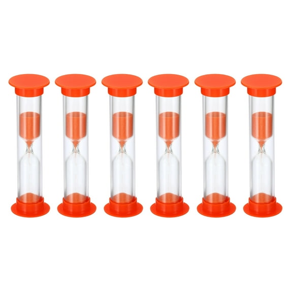 Uxcell 2 Minute Sand Timer, 6pack Small Sandy Clock, Count Down Sand Glass Orange