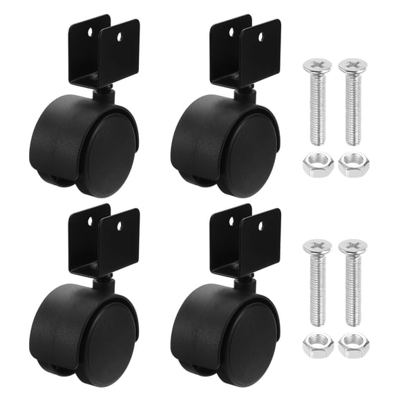 Uxcell 2" Nylon Swivel Caster Wheels 0.7" U-Clip Stem Caster Wheel 4 Set, 99mm Total Height 65mm Mounting Height, Light Duty with Screws for Office Cart Display Stand Home Furniture
