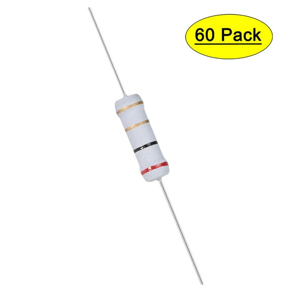 Uxcell 60Pcs 2W 2 Watt Metal Oxide Film Resistor Axile 2 Ohm 5% Tolerance