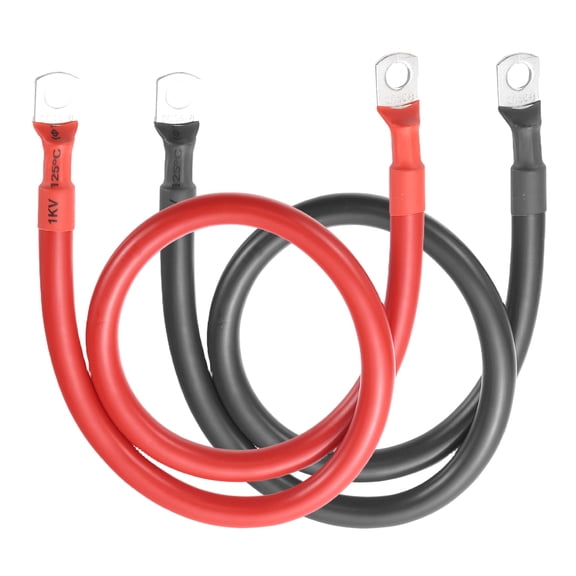 Uxcell 2 PCS 2 AWG Gauge Battery Cable Wire 3FT Length 3/8" Diameter Positive and Negative Copper Alternator Connector Extender with SC Terminals for Car RV Golf Cart Marine, Red Black