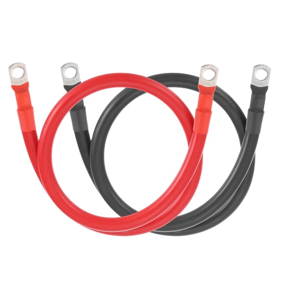 Uxcell 2 PCS 4 AWG Gauge Battery Cable Wire 2FT Length 5/16" Diameter Positive and Negative Copper Alternator Connector Extender with SC Terminals for Car RV Golf Cart Marine, Red Black