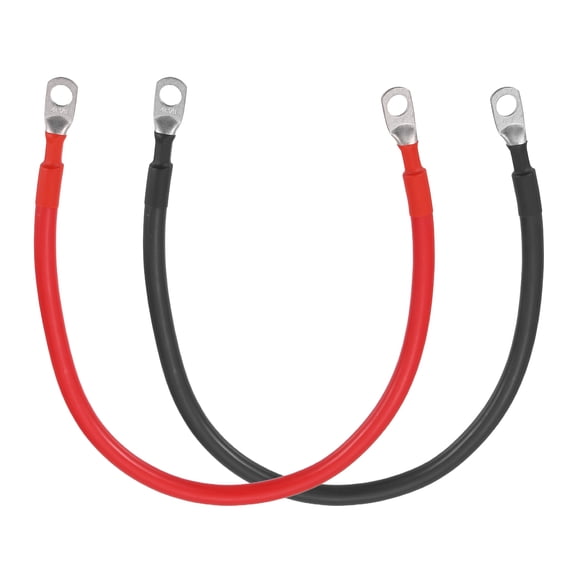 Uxcell 2 PCS 4AWG Gauge Battery Cable Wire 1.5FT Length 3/8" Diameter Positive and Negative Copper Alternator Connector with US standard O-ring for Car RV Golf Cart Marine, Red Black