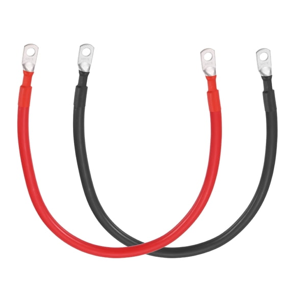 Uxcell 2 PCS 4AWG Gauge Battery Cable Wire 1.5FT Length 5/16" Diameter Positive and Negative Copper Alternator Connector with US standard O-ring for Car RV Golf Cart Marine, Red Black