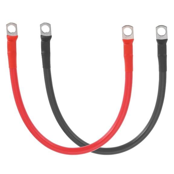 Uxcell 2 PCS 6 AWG Gauge Battery Cable Wire 1FT Length 5/16" Diameter Positive and Negative Copper Alternator Connector Extender with SC Terminals for Car RV Golf Cart Marine, Red Black