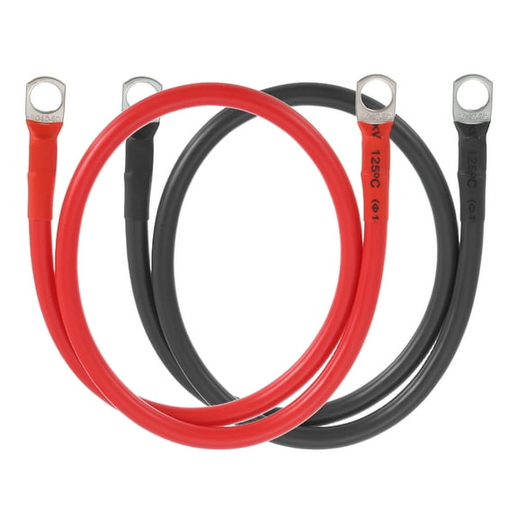 Uxcell 2 PCS 6 AWG Gauge Battery Cable Wire 2FT Length 3/8" Diameter Positive and Negative Copper Alternator Connector Extender with SC Terminals for Car RV Golf Cart Marine, Red Black