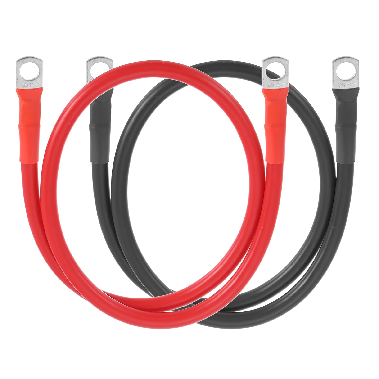 Uxcell 2 PCS 6 AWG Gauge Battery Cable Wire 2FT Length 5/16" Diameter Positive and Negative Copper Alternator Connector Extender with SC Terminals for Car RV Golf Cart Marine, Red Black